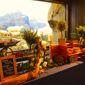 Buffet Setup by Mountain Goat Exhibit