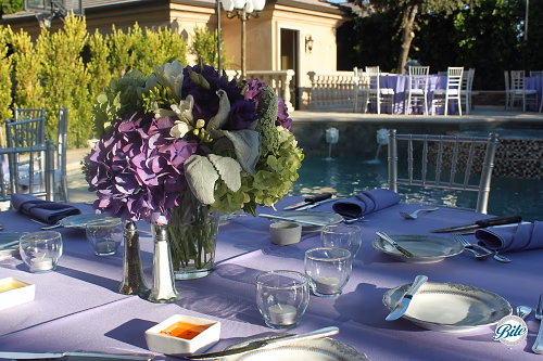Purple Table Setting for Backyard Birthday Party