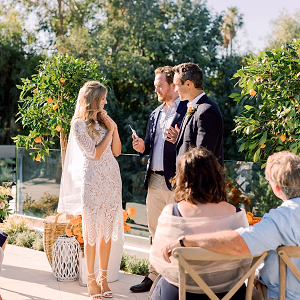 The Bridge and Groom say their vows in front of an intimate gathering of closest family and friends