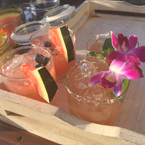 Signature summer wedding cocktails-Lime Prickly Pear and Watermelon Margaritas
