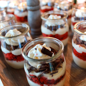 Mini chocolate and cream dessert shooters