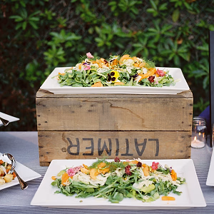 Market salad display on wedding buffet 