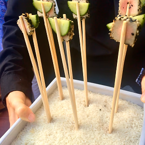 Passed ahi tuna bites with creative presentation