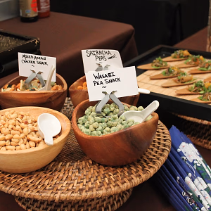 Asian themed bites and snacks