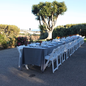 Backyard Wedding Reception with Plated Meal in Malibu