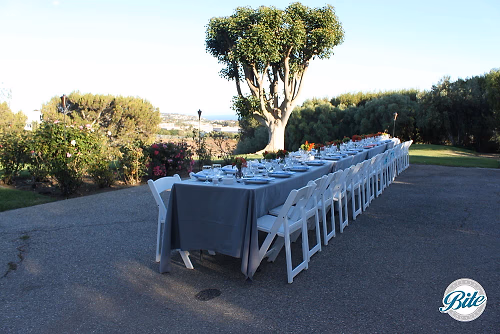 Backyard Wedding Reception with Plated Meal in Malibu
