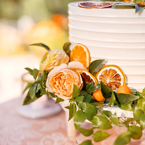 Buttercream wedding cake with floral decor