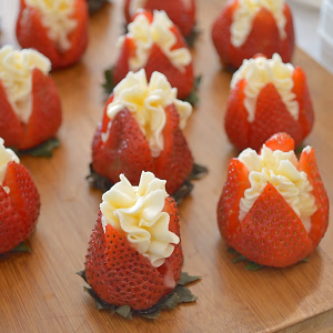 Strawberry and cream bites for dessert display