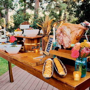Charcuterie carving station for a wedding
