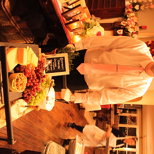 Server pushing a cheese cart