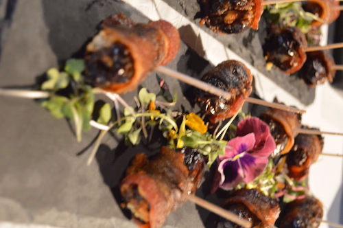Bacon wrapped dark chocolate dates