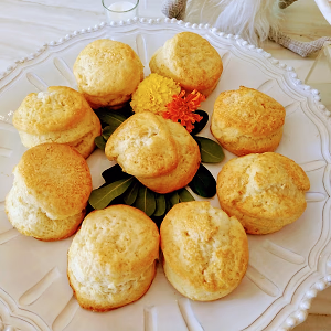 Scones on white plate