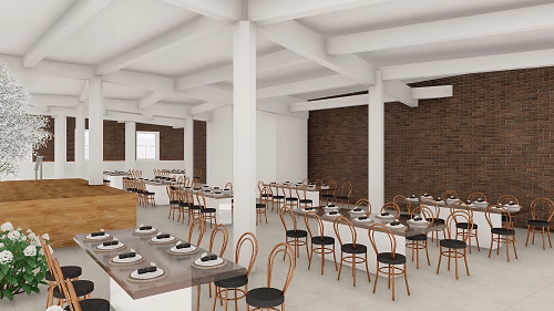 Parlor Rendering with Dining Setup