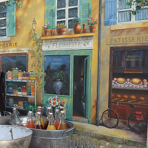 Bellini Bar set against scene backdrop. 