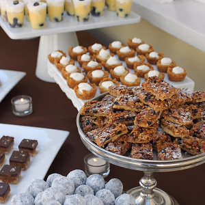 Delicate display of treats.