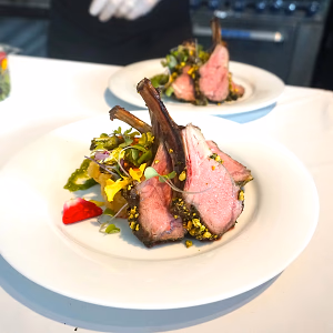 Close up to the Pistachio-Crusted Rack of Lamb