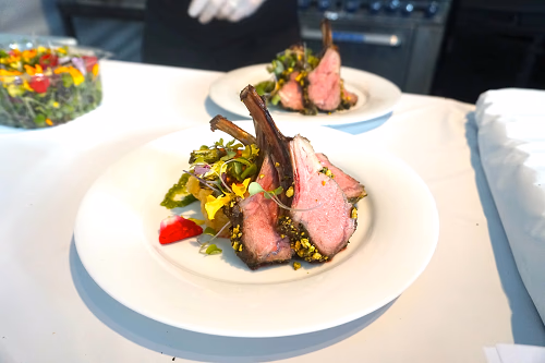 Close up to the Pistachio-Crusted Rack of Lamb