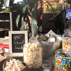 Back to school themed popcorn and candy bar