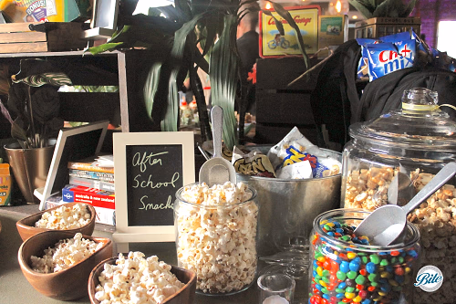 Back to school themed popcorn and candy bar 