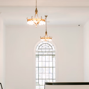 Stained Glass Window from Black and White Foyer