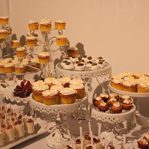 White Vintage Dessert Display @ Wedding