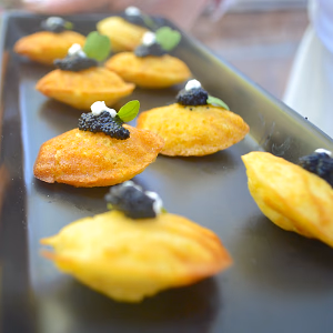 savory madeleine with caviar