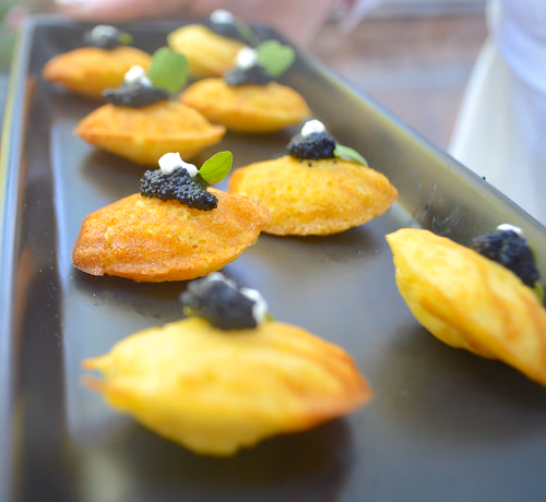 savory madeleine with caviar