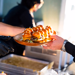 Mini BBQ bacon cheeseburgers