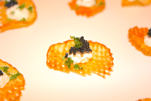 Potato gaufrette with caviar