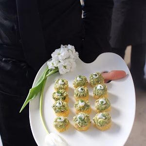 Cornbread Canapes On Tray