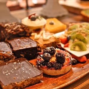 Dessert Assortment on Wooden Tray