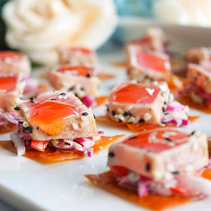 Ahi Tuna on Wonton Crisp