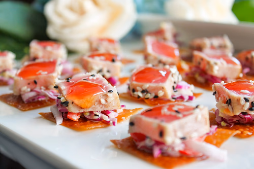 Ahi Tuna on Wonton Crisp