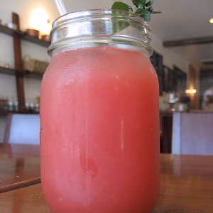 Refreshing watermelon juice served in Mason Jar