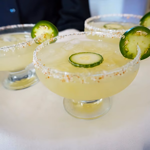 Margarita Cocktails with jalapeño slices
