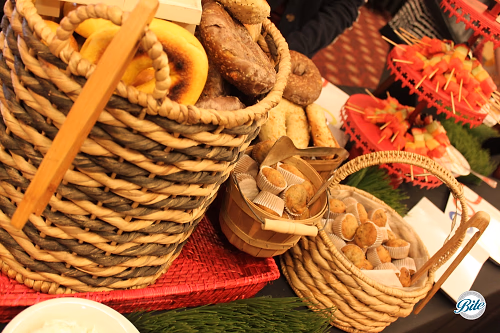 Buffet Display of Bagels and Muffins