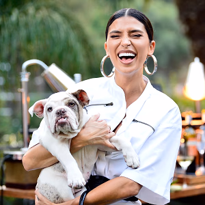 Guest Having Fun with Cute Bulldog