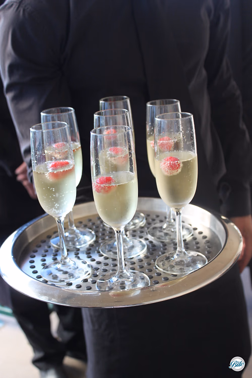 Champagne with raspberry float