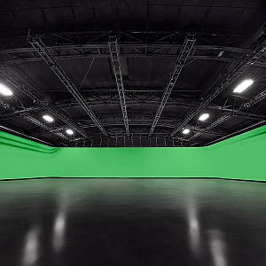 Green backdrop for studio A