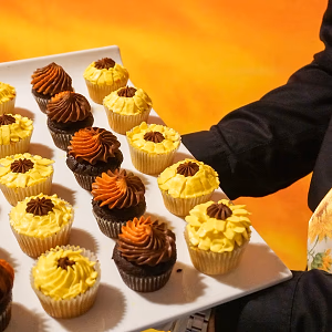 Watermelon Salad Cubes with Feta, Micro Arugula and Balsamic Reduction