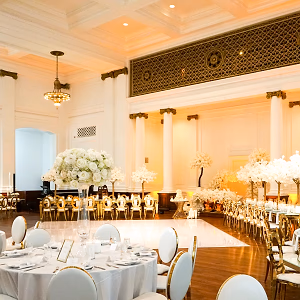 White and Gold Themed Wedding Reception