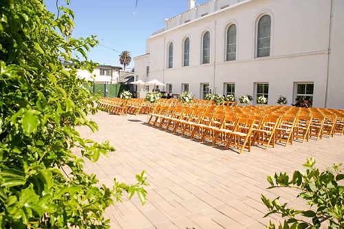 Chairs on Plaza for Wedding Ceremony