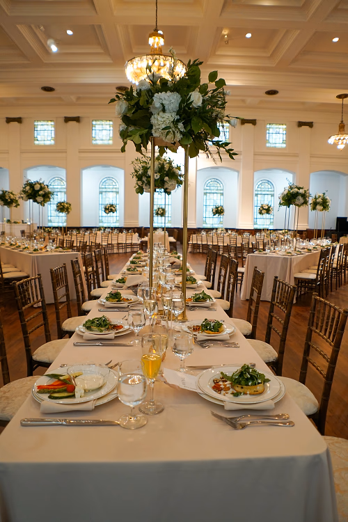 Dinner Plated on Long Table