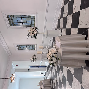 Wedding Floral and Guestbook in Foyer