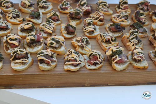Marinated Flank Steak Crostini at the film premiere of Thomas the Train: King of the Railway at The Grove