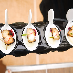 Overhead View of Tray-Passed Scallop Bites