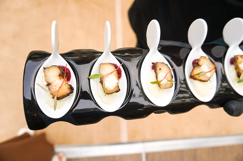Overhead View of Tray-Passed Scallop Bites