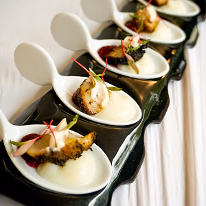 Blackened Sea Scallop on Spoons