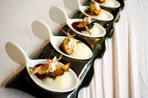 Blackened Sea Scallop on Spoons