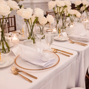 White and Gold Place Setting Plated Dinner